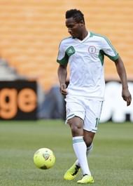 Nigeria's John Obi Mikel controls a ball during a training session at Soccer City in Soweto on February 9, 2013